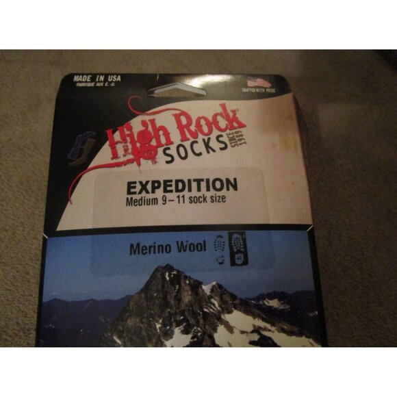 1 Pair Large High Rock Merino Wool Expedition Socks 9-11 Made in USA - Picture 3 of 4